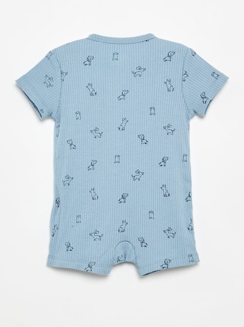 Pijama de dormir curto em malha canelada - Kiabi
