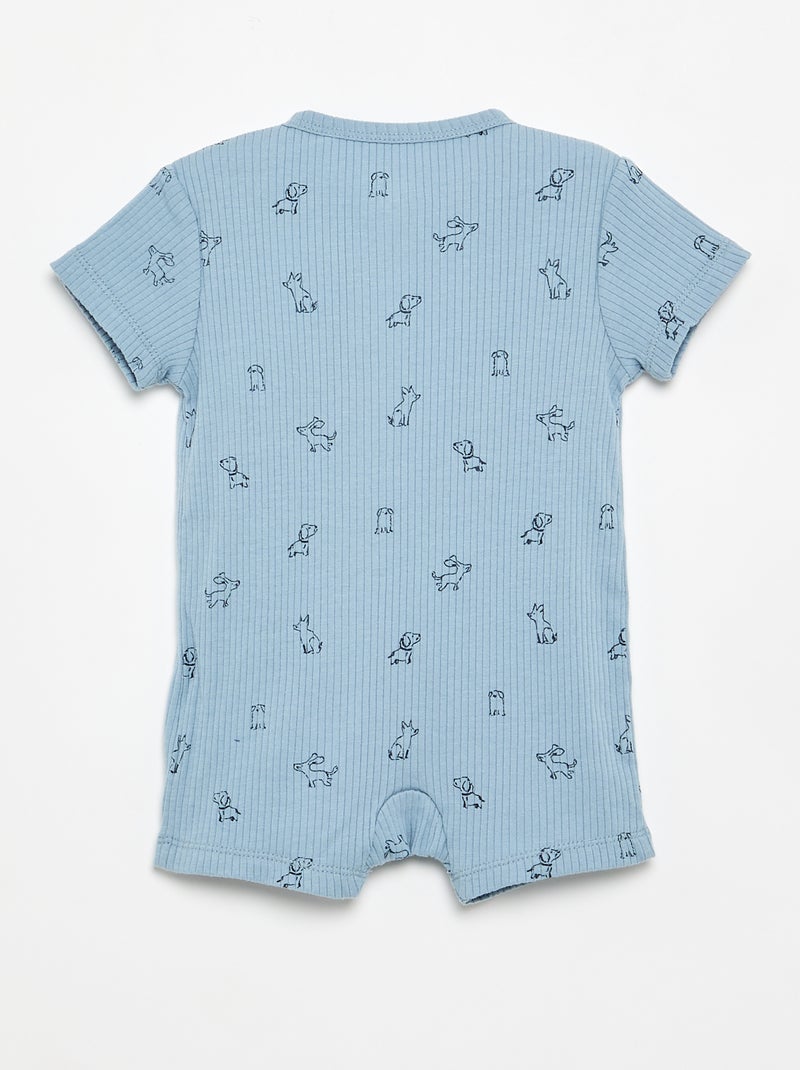 Pijama de dormir curto em malha canelada Azul - Kiabi