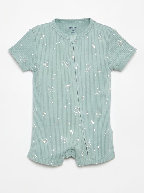 Pijama de dormir curto em malha canelada - Kiabi
