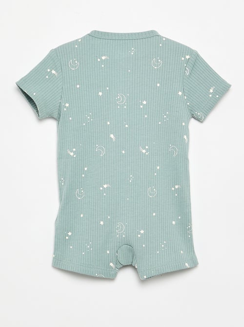 Pijama de dormir curto em malha canelada - Kiabi