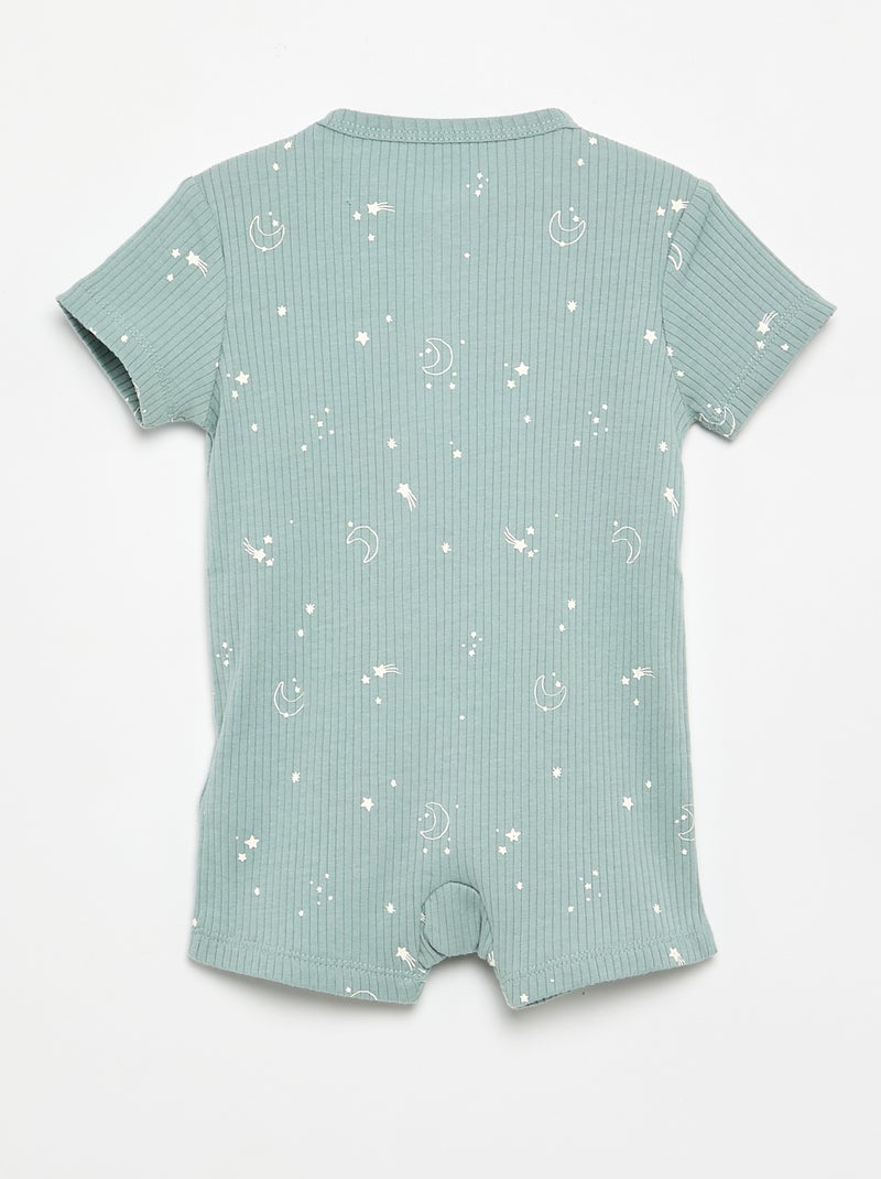 Pijama de dormir curto em malha canelada Azul - Kiabi