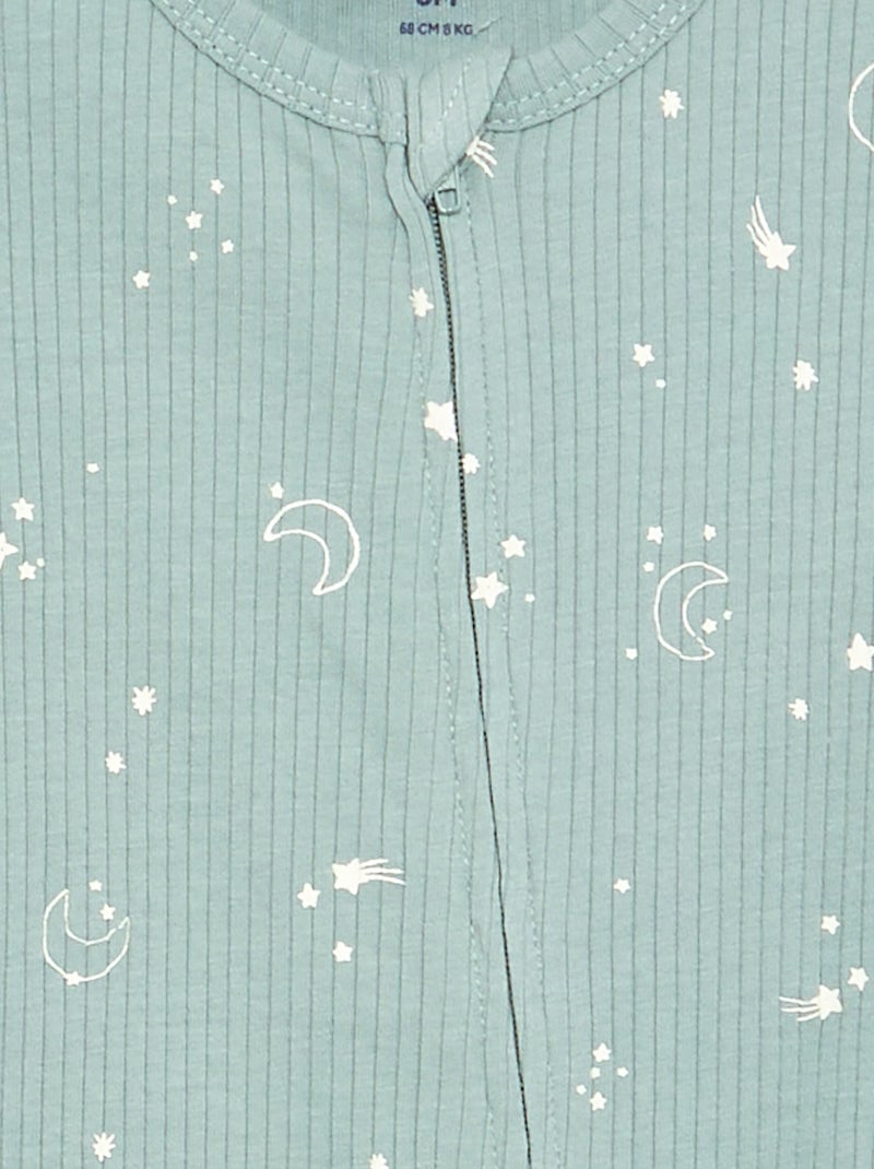 Pijama de dormir curto em malha canelada Azul - Kiabi