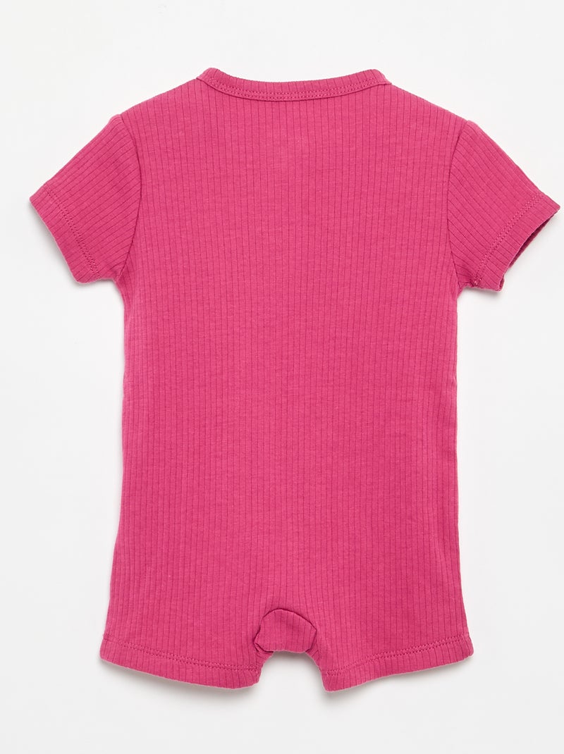 Pijama de dormir curto em malha canelada Rosa - Kiabi