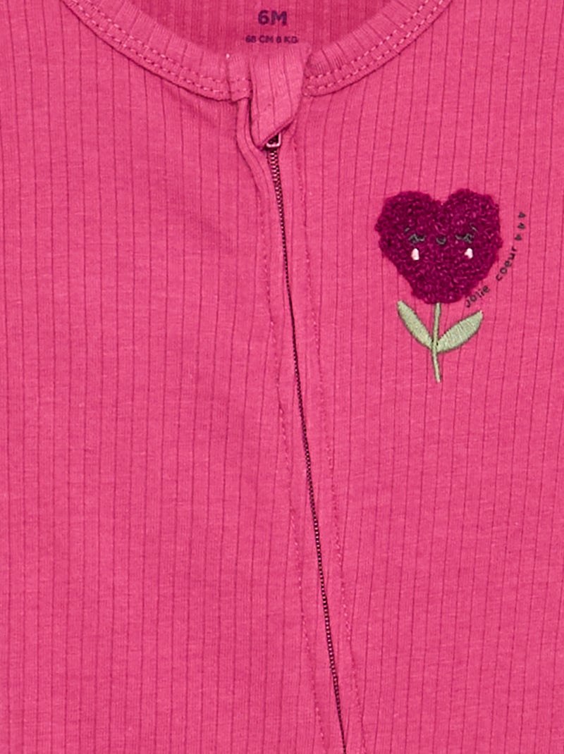 Pijama de dormir curto em malha canelada Rosa - Kiabi