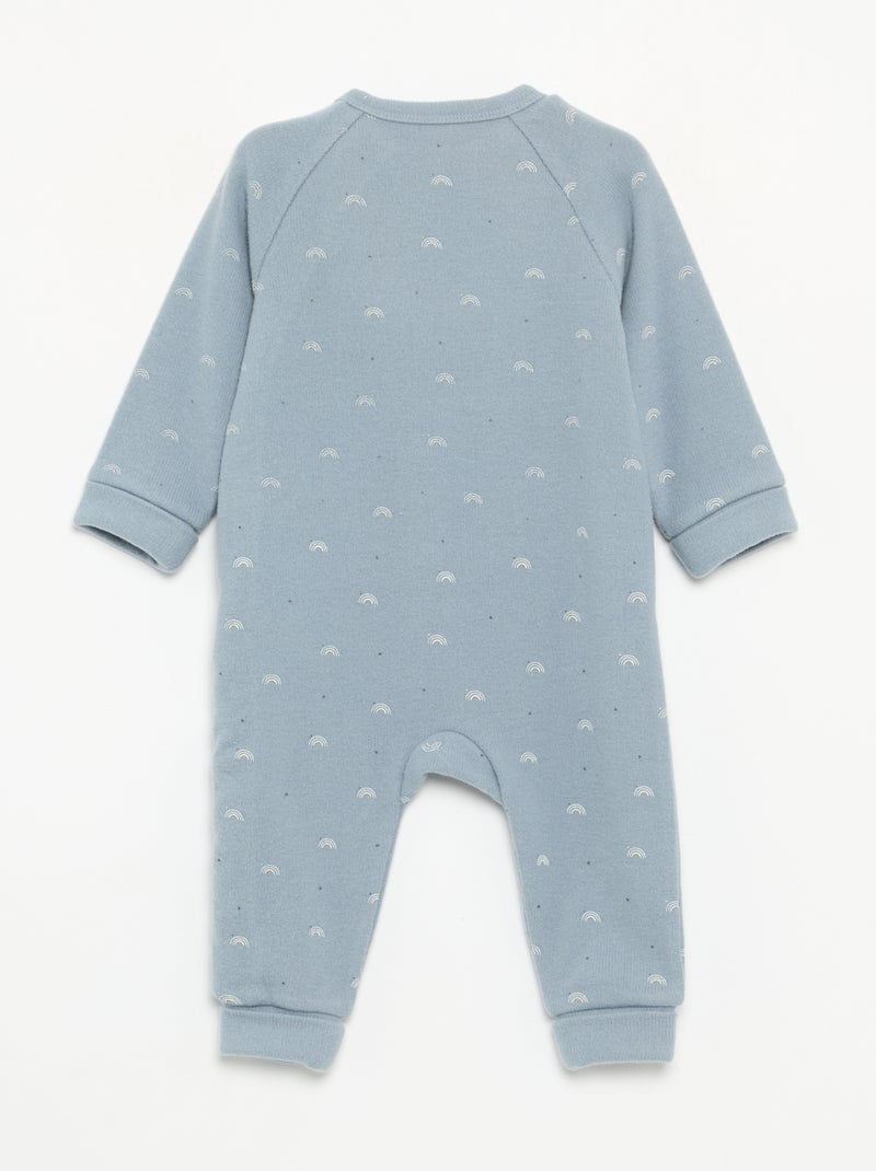 Pijama de dormir de veludo de manga comprida e sem pés Azul - Kiabi