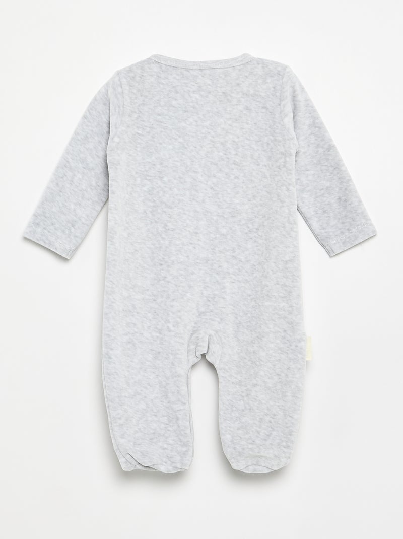 Pijama de dormir 'Petit Béguin' em veludo Cinza - Kiabi