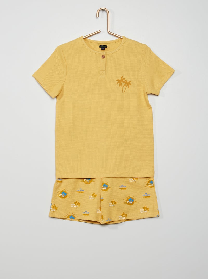 Pijama de duas peças em ninho de veludo AMARELO - Kiabi