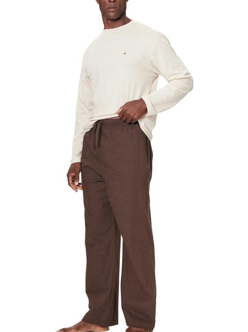 Pijama de Flanela Tommy Hilfiger para Homem Castanho/Beige Bege - Kiabi