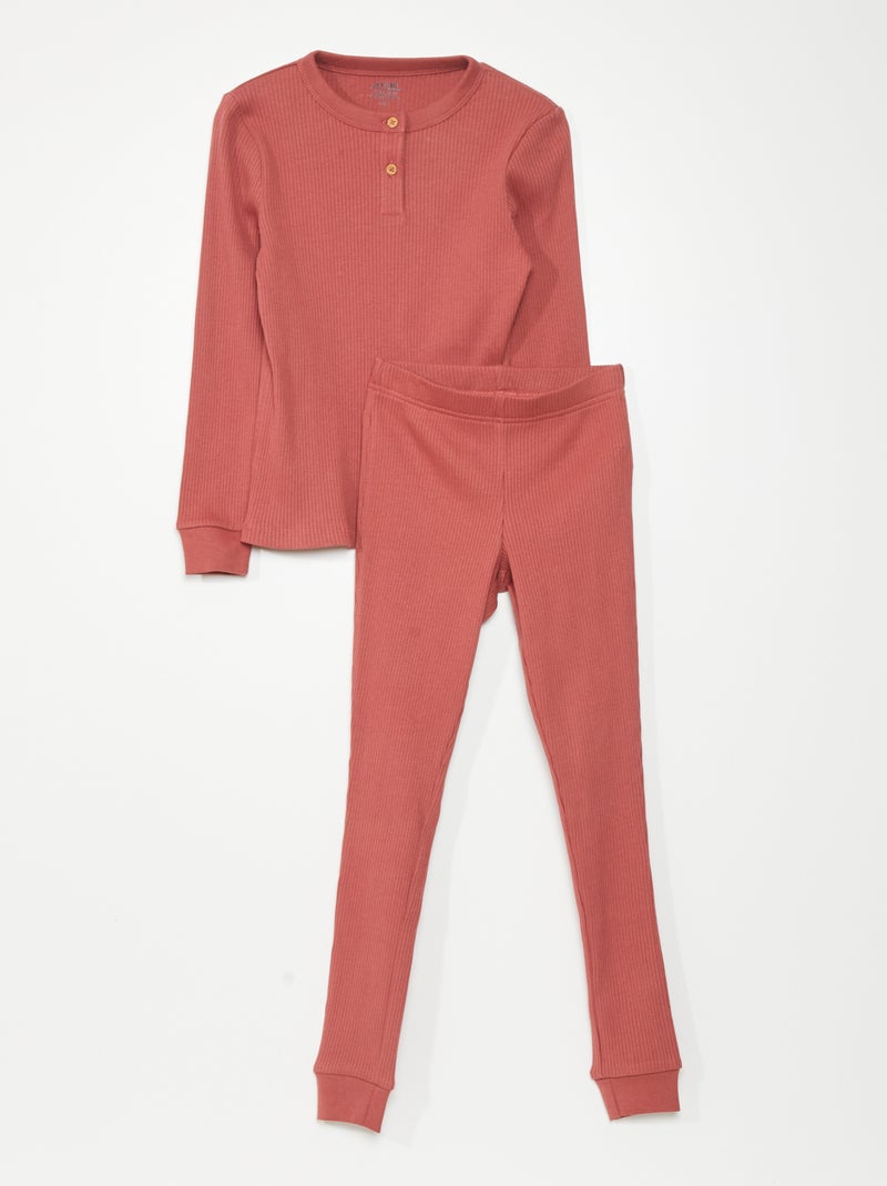 Pijama de malha canelada MARROM - Kiabi