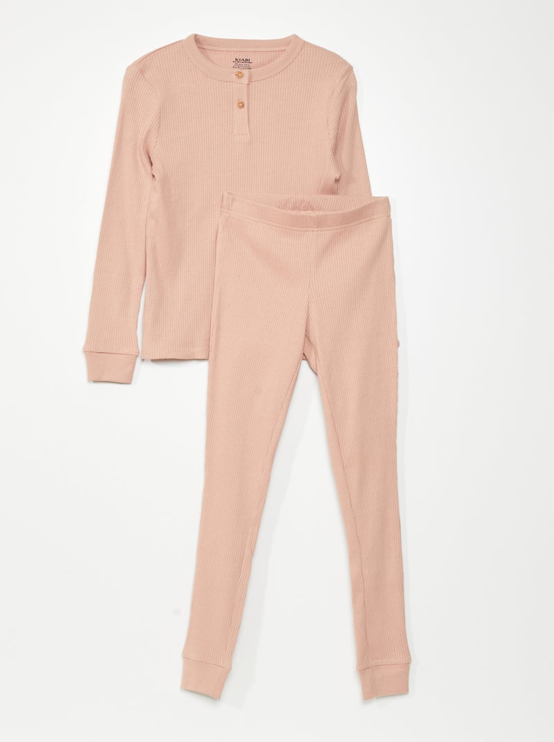 Pijama de malha canelada ROSA - Kiabi