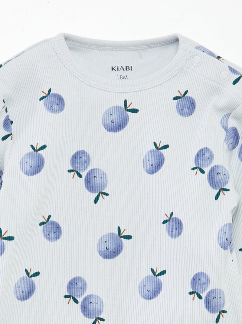 Pijama de malha estampado - 2 peças AZUL - Kiabi