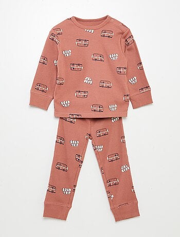 Pijama de malha estampado - 2 peças