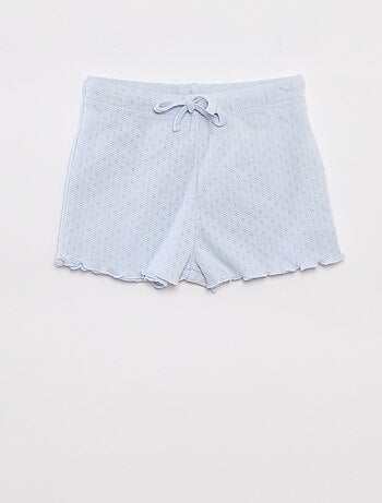 Pijama de malha pointelle t-shirt + calções - 2 peças