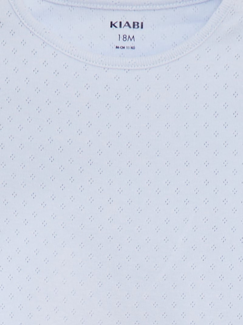 Pijama de malha pointelle t-shirt + calções - 2 peças AZUL - Kiabi