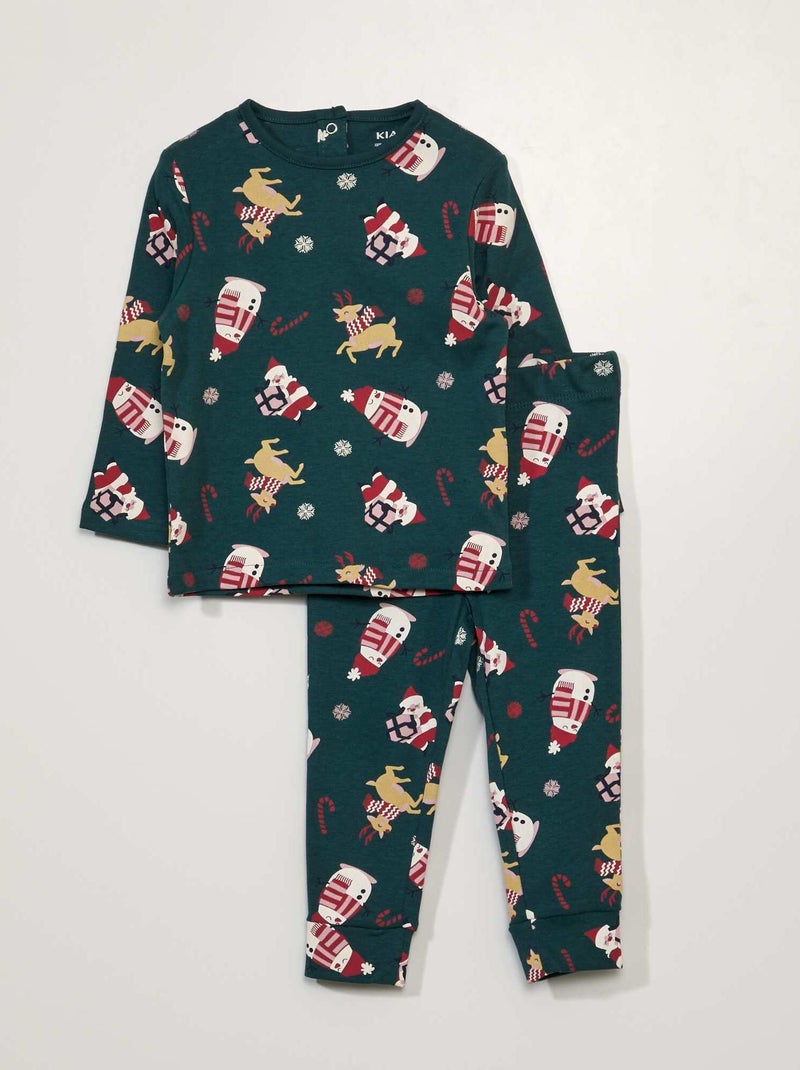 Pijama de Natal - 2 peças Verde - Kiabi