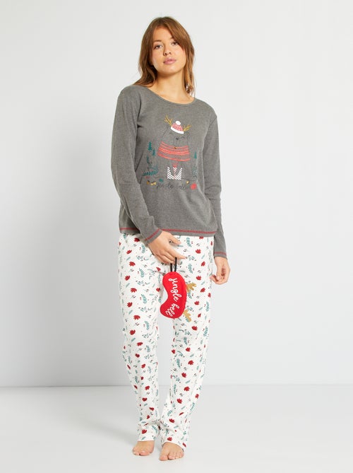 Pijama de Natal 2 peças + máscara de noite - Kiabi