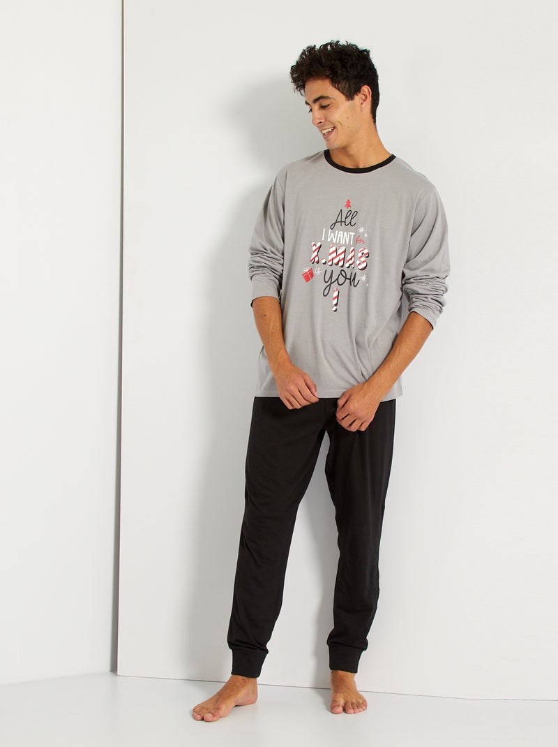 Pijama de Natal Cinza - Kiabi