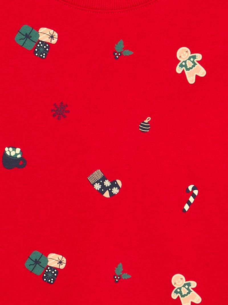 Pijama de Natal de 2 peças - T-shirt de manga comprida + calças Vermelho - Kiabi