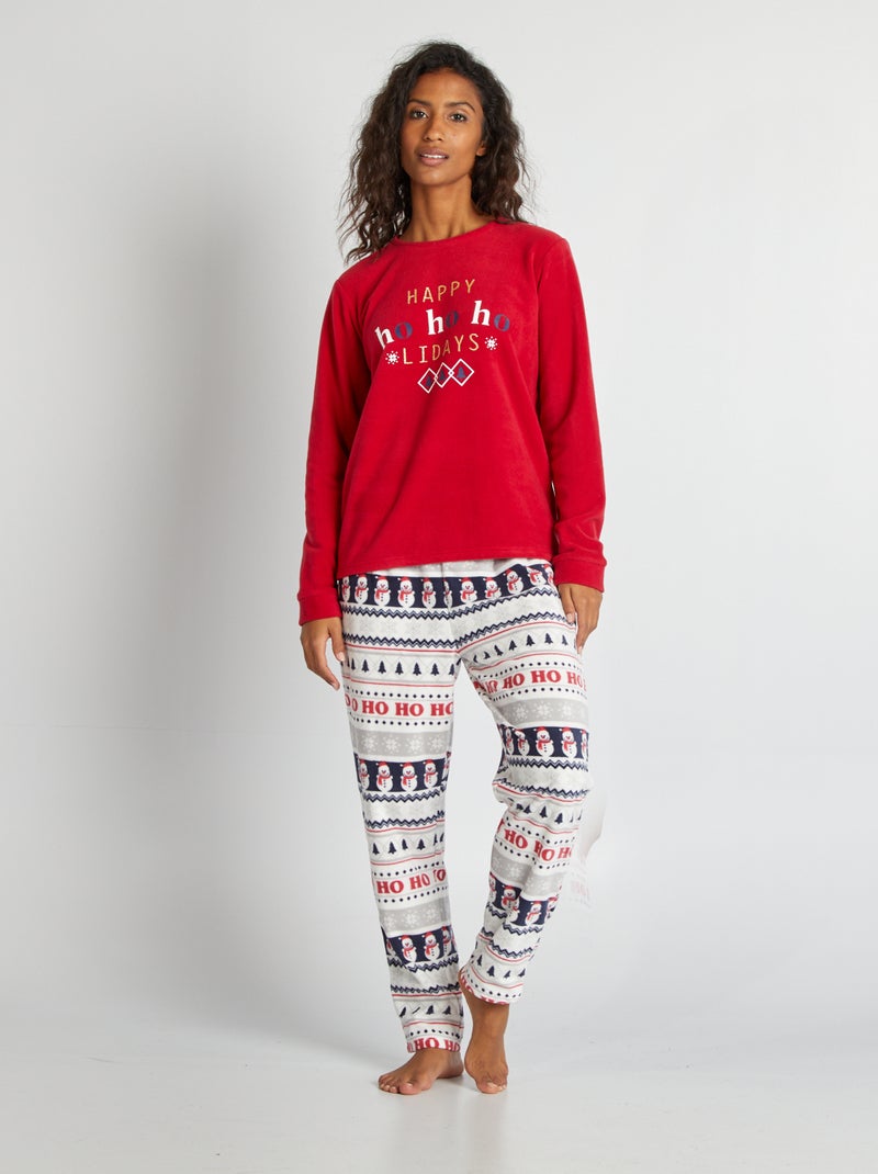 Pijama de Natal em malha polar - VERMELHO - Kiabi