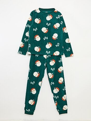 Pijama de Natal em polar com padrão integral