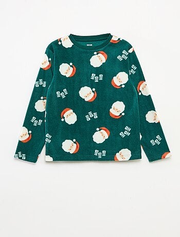 Pijama de Natal em polar com padrão integral