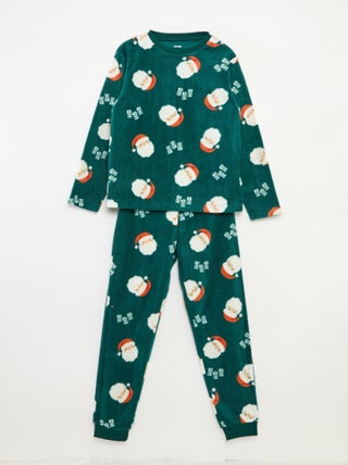 Pijama de Natal em polar com padrão integral