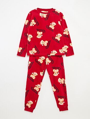 Pijama de Natal em polar com padrão integral