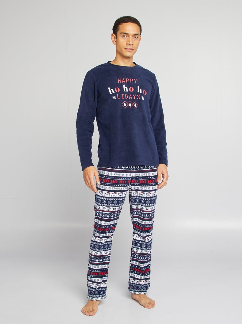 Pijama de Natal em veludo AZUL - Kiabi