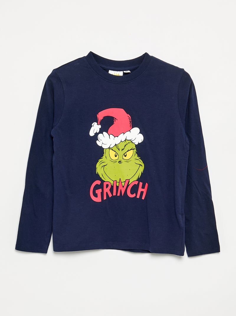 Pijama de Natal "Grinch" de 2 peças - T-shirt + calças Azul - Kiabi