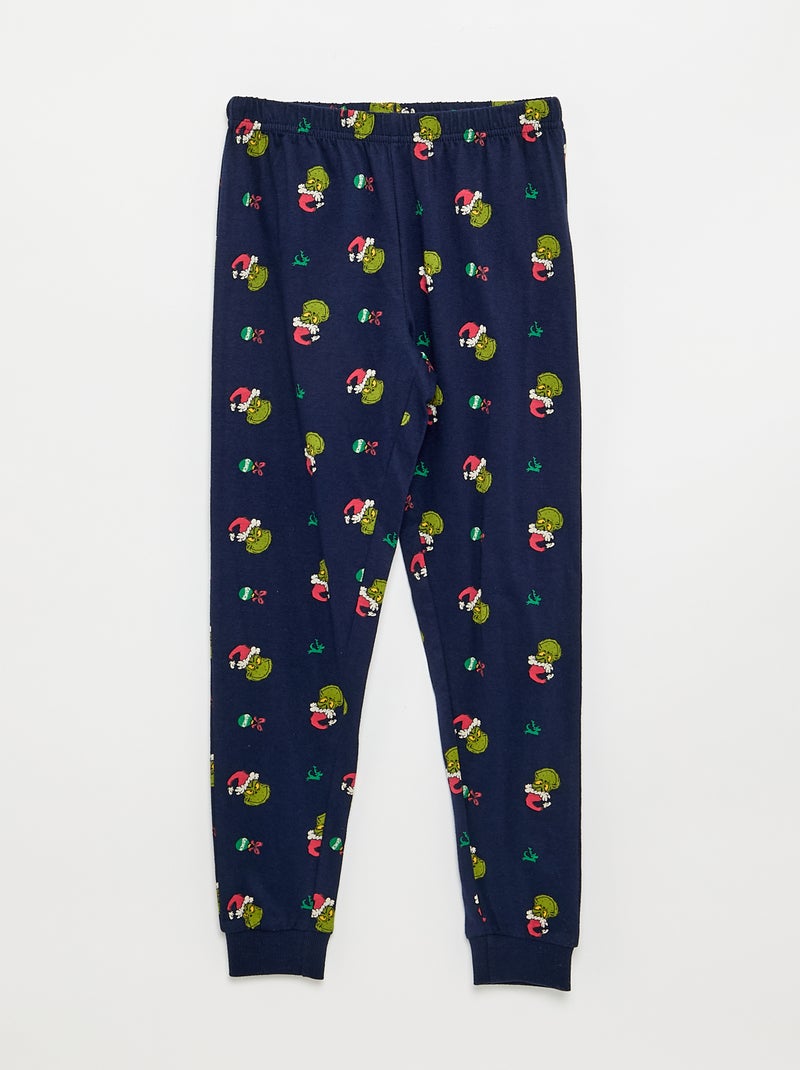Pijama de Natal "Grinch" de 2 peças - T-shirt + calças Azul - Kiabi