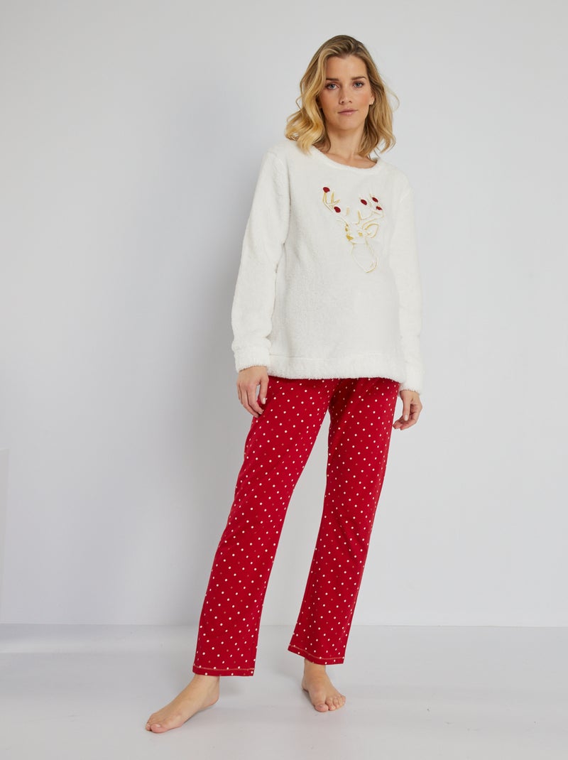 Pijama de Natal pré-mamã  - 2 peças BEGE - Kiabi