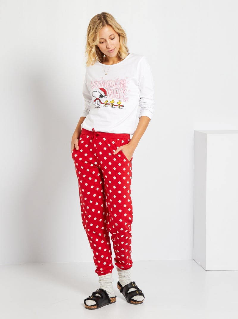 Pijama de Natal 'Snoopy' Branco/ Vermelho - Kiabi