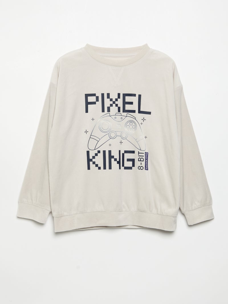 Pijama de polar de 2 peças - camisola + calças Cinza - Kiabi
