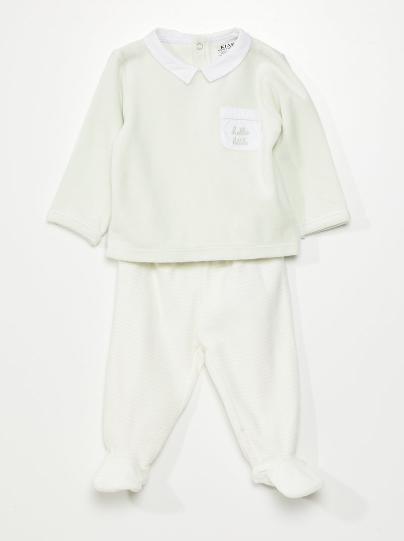 Pijama de veludo  - 2 peças BRANCO - Kiabi