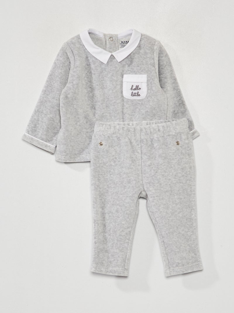 Pijama de veludo  - 2 peças BRANCO - Kiabi