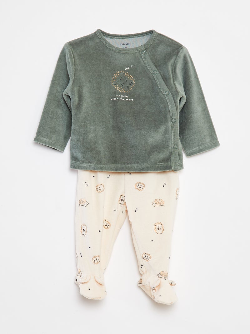 Pijama de veludo - 2 peças Branco - Kiabi