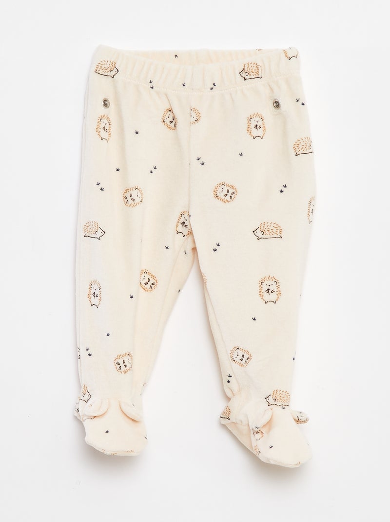 Pijama de veludo - 2 peças Branco - Kiabi