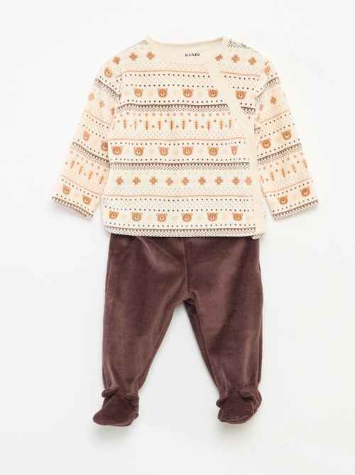 Pijama de veludo - 2 peças - Kiabi