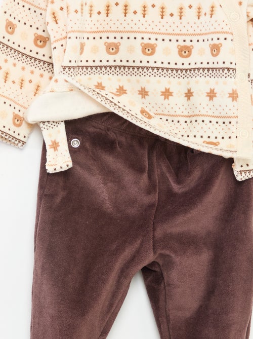 Pijama de veludo - 2 peças - Kiabi