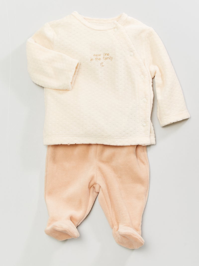 Pijama de veludo  - 2 peças BRANCO - Kiabi