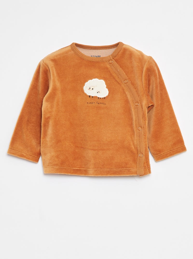 Pijama de veludo - 2 peças Laranja - Kiabi