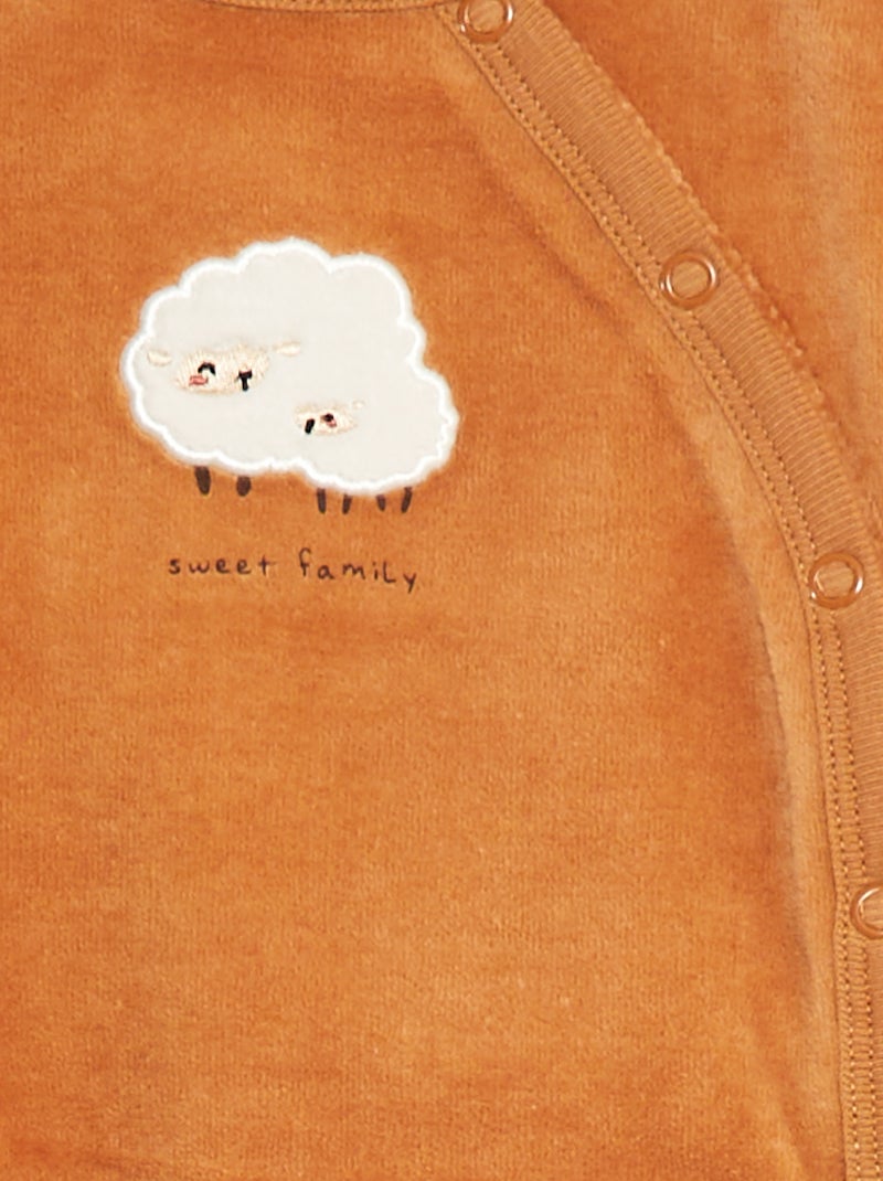 Pijama de veludo - 2 peças Laranja - Kiabi