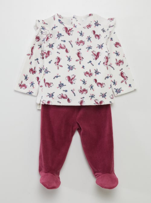 Pijama de veludo - 2 peças - Kiabi