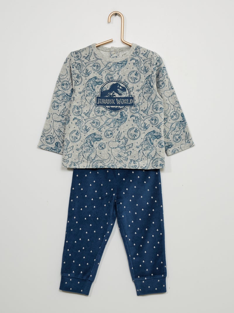 Pijama de veludo 2 peças 'Mundo Jurássico' CINZA - Kiabi