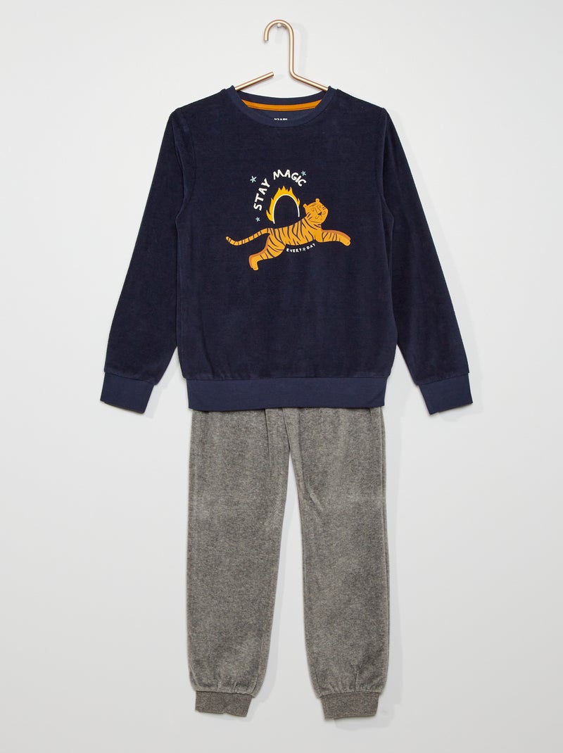 Pijama de veludo AZUL - Kiabi