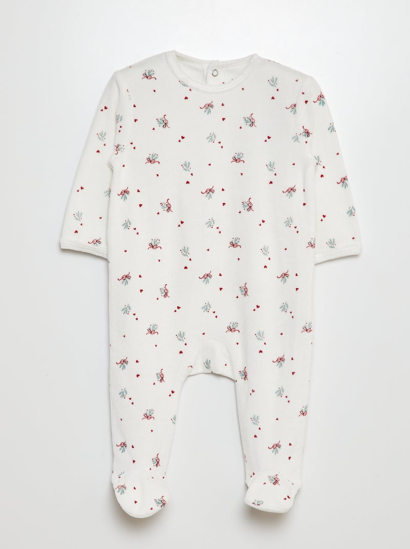 Pijama de veludo BRANCO - Kiabi