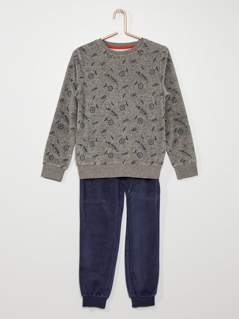 Pijama de veludo CINZA - Kiabi