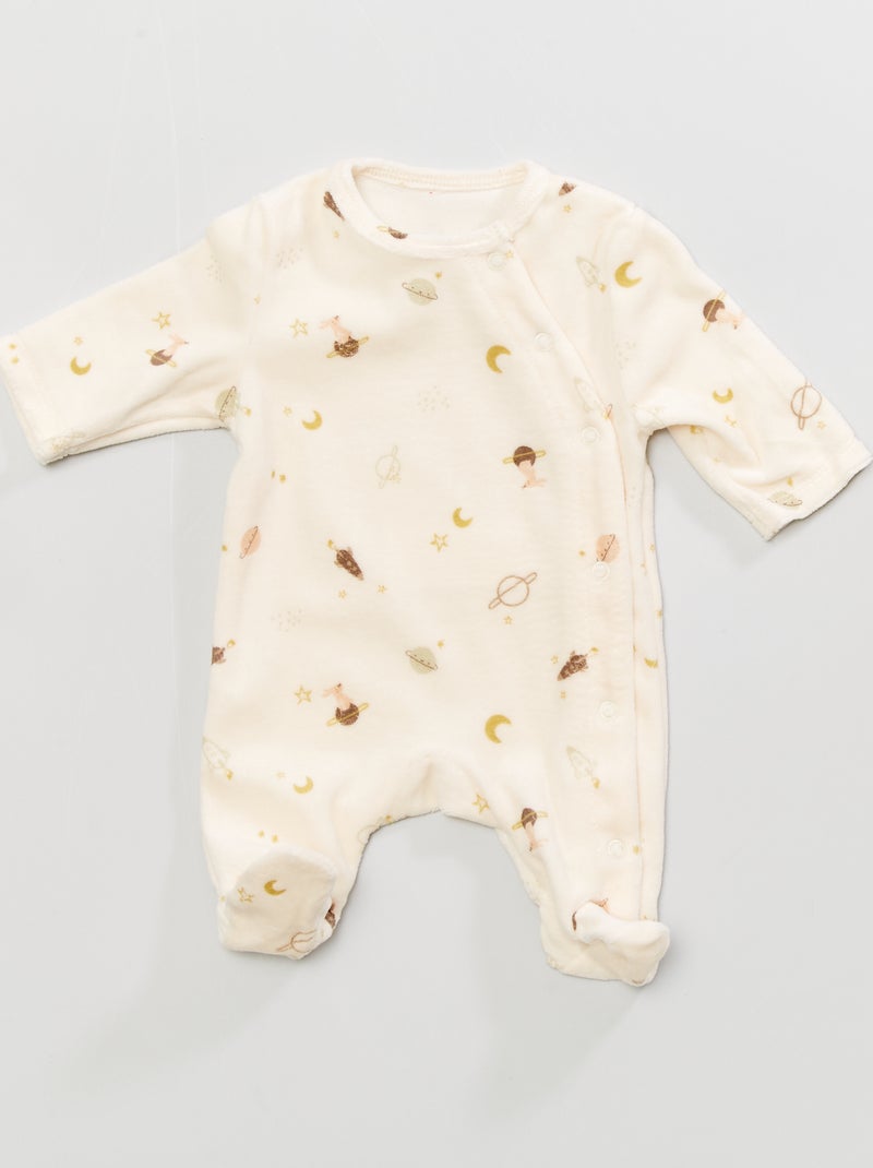 Pijama de veludo com estampado 'espaço' BRANCO - Kiabi