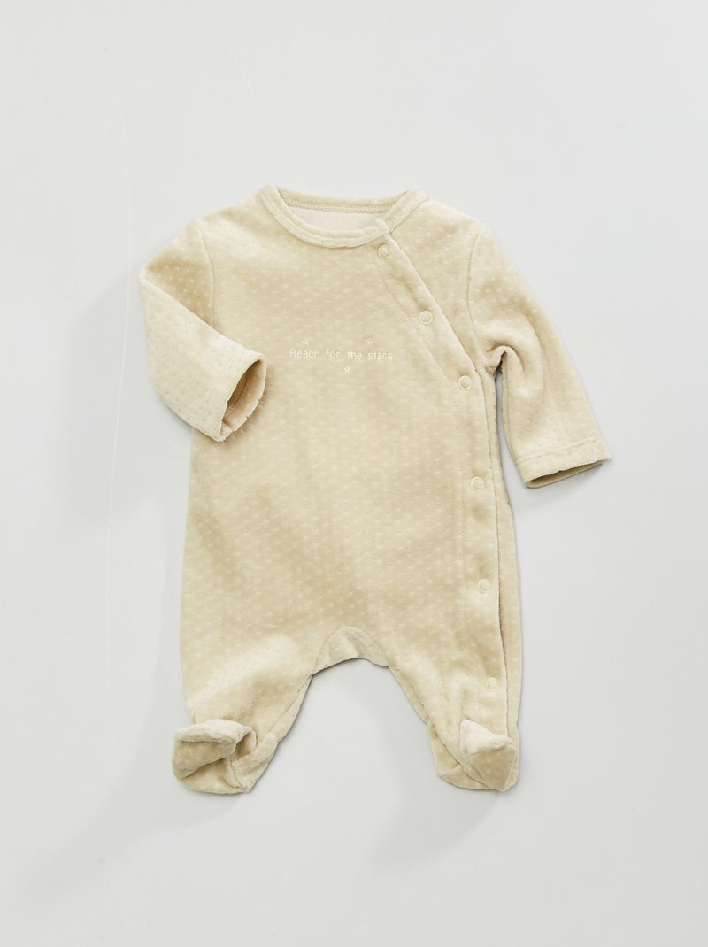 Pijama de veludo com estampado 'espaço' CAQUI - Kiabi