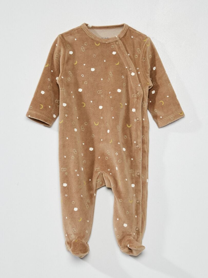 Pijama de veludo com estampado 'espaço' MARROM - Kiabi